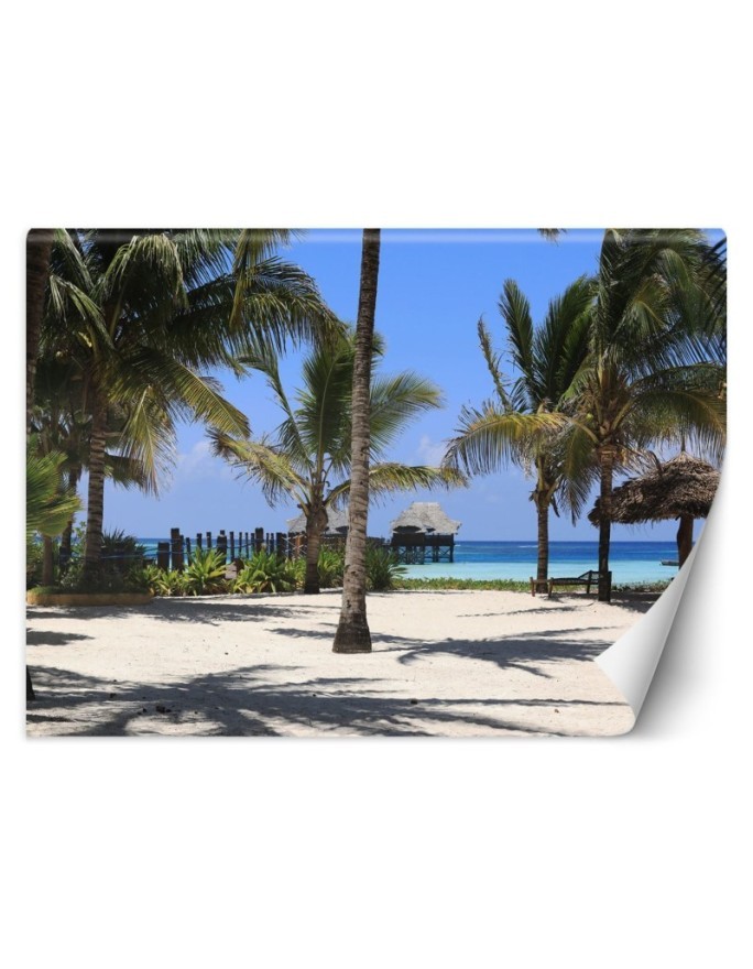 Unique Wallpapers for living room - Palm trees paradise beach | FEEBY