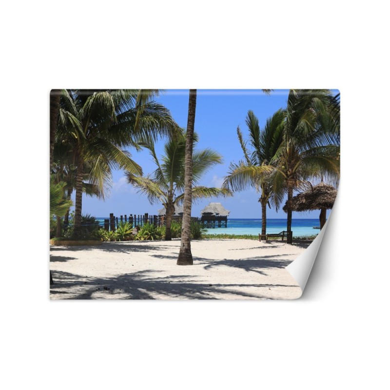 Unique Wallpapers for living room - Palm trees paradise beach | FEEBY