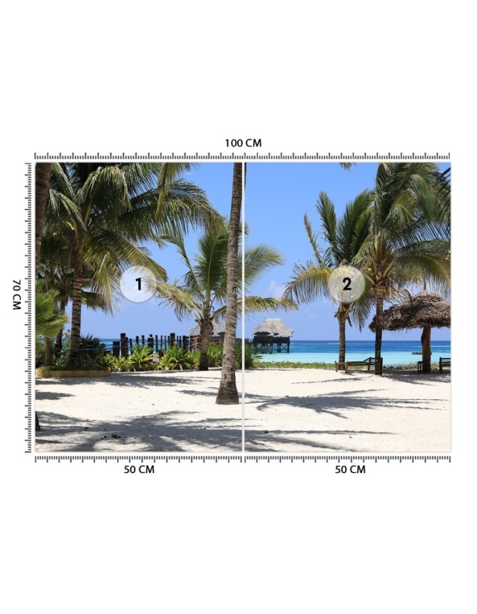 Unique Wallpapers for living room - Palm trees paradise beach | FEEBY