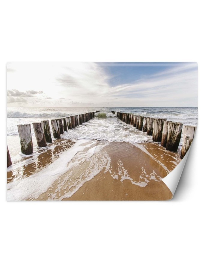 Modern Wallpapers for the living room - breakwaters on the beach | FEEBY