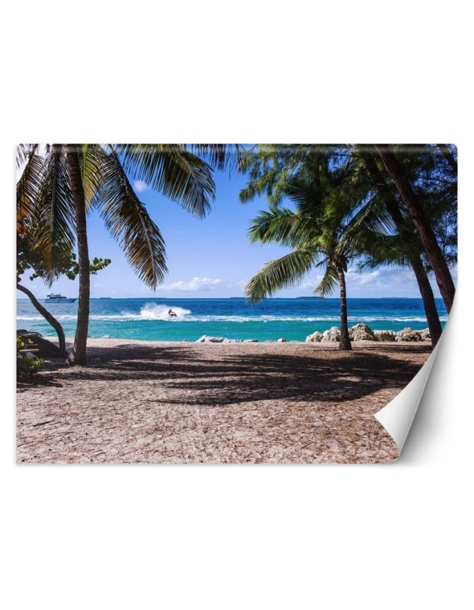 Wall mural - Sand beach between palm trees | FEEBY