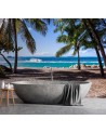 Wall mural - Sand beach between palm trees | FEEBY