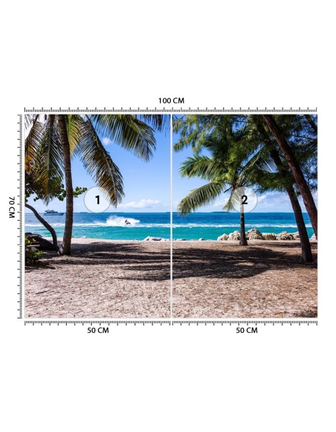Wall mural - Sand beach between palm trees | FEEBY