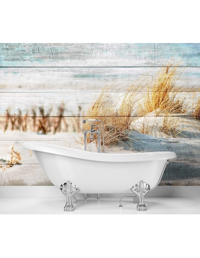 Unique wall murals - Dunes beach on wood | FEEBY