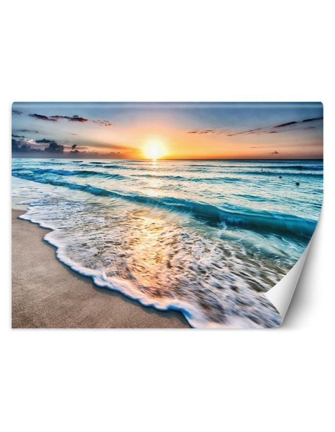 Beautiful wall murals - Sea waves sunset | FEEBY