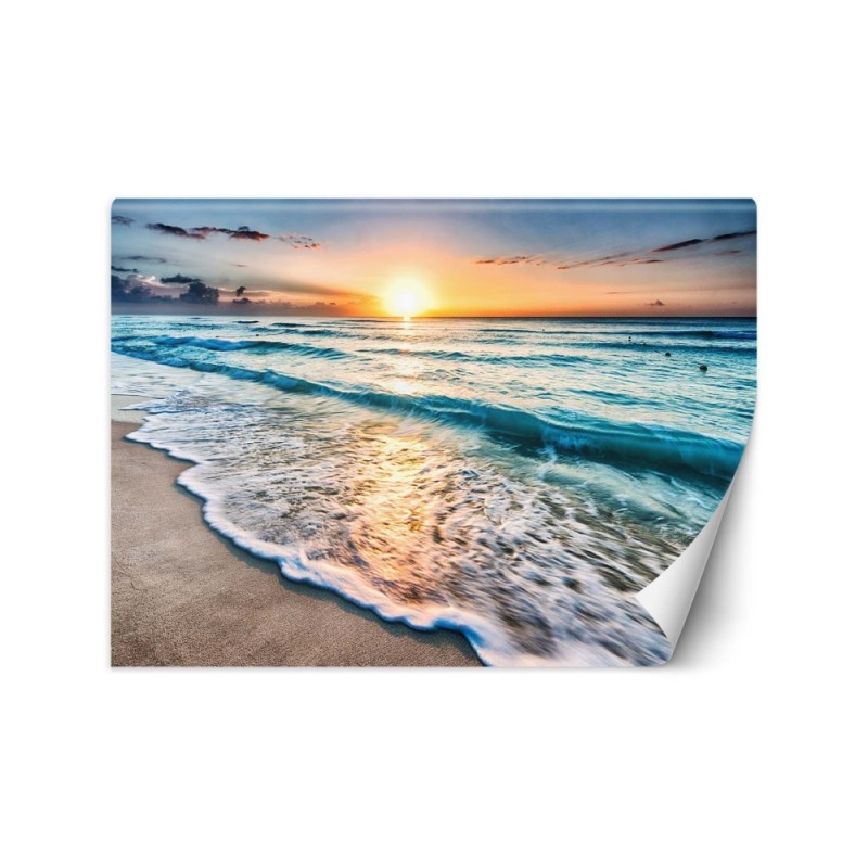 Beautiful wall murals - Sea waves sunset | FEEBY