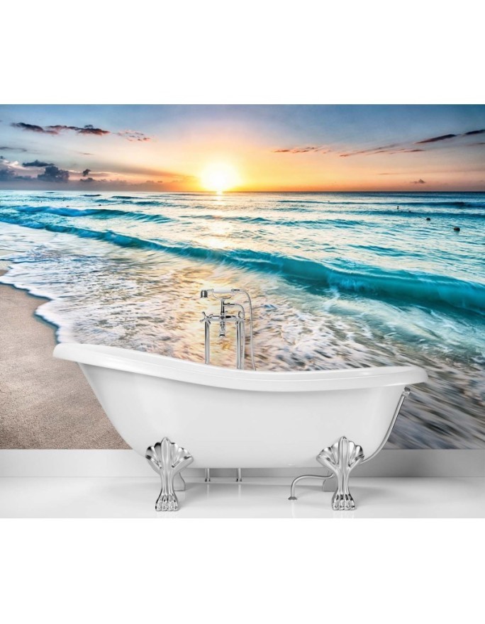 Beautiful wall murals - Sea waves sunset | FEEBY