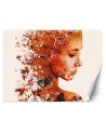 Exclusive wall mural for bedroom - Woman and autumn leaves | FEEBY