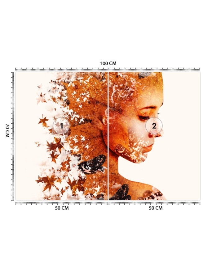 Exclusive wall mural for bedroom - Woman and autumn leaves | FEEBY