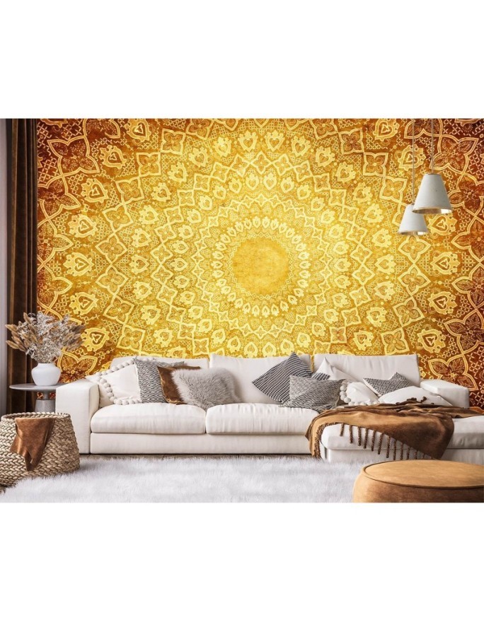 Modern murals for the living room - Oriental gold mandala | FEEBY