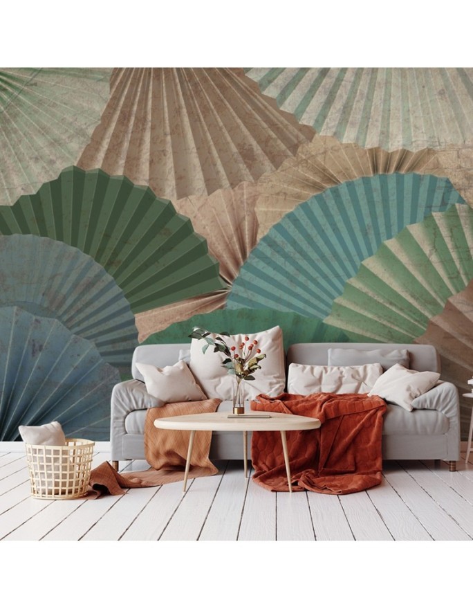 Designer wall murals for the living room - Pastel fans | FEEBY