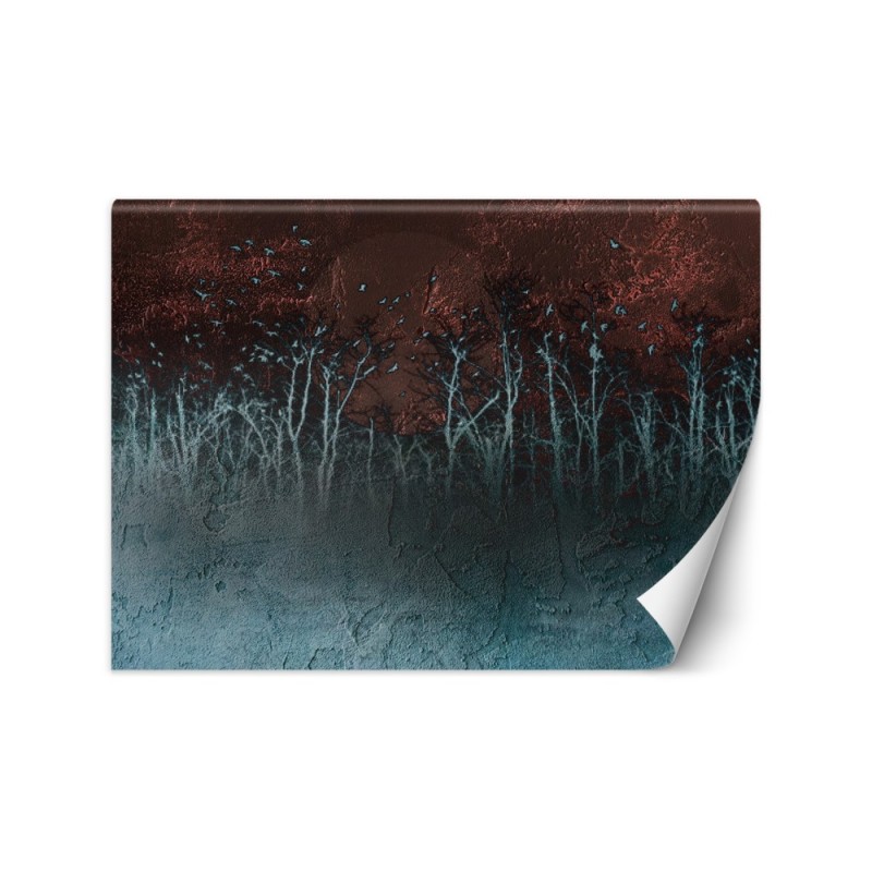 Unique wall murals for living room - Trees concrete imitation | FEEBY