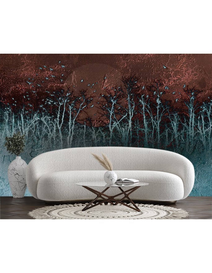 Unique wall murals for living room - Trees concrete imitation | FEEBY