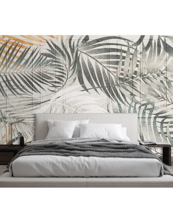 Exotic wall murals for the living room - Tropical palm leaves | FEEBY
