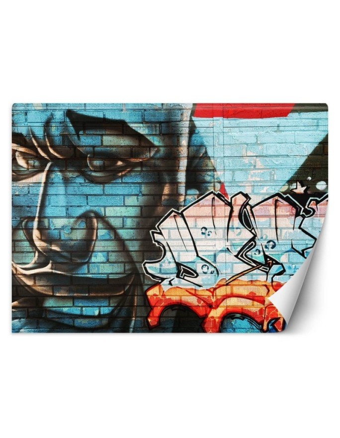 Modern wall mural - Graffiti on wall blue face | FEEBY