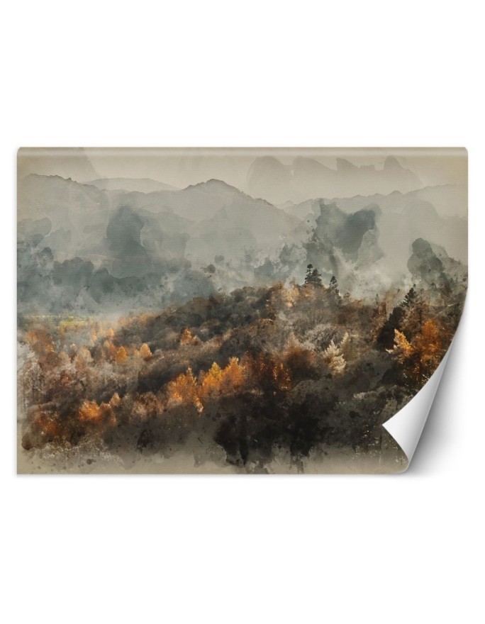 Exclusive wall murals - Autumn forest in fog abstract watercolour | FEEBY