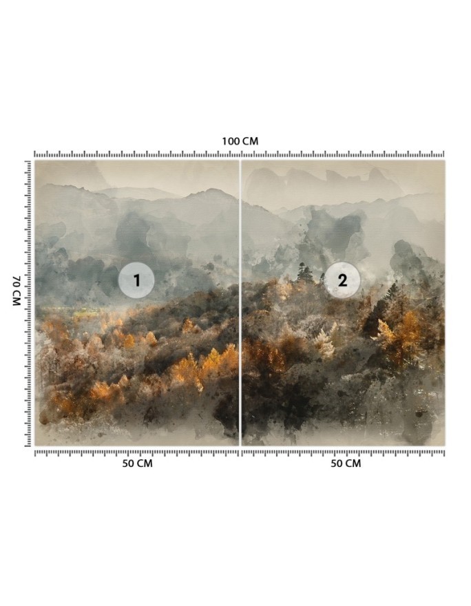 Exclusive wall murals - Autumn forest in fog abstract watercolour | FEEBY