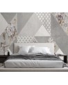 Modern Wallpapers for living room - Flowers on grey texture | FEEBY