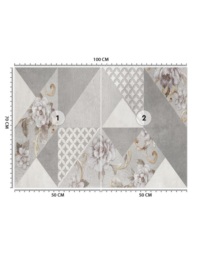 Modern Wallpapers for living room - Flowers on grey texture | FEEBY