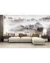 The most fashionable Wallpapers for the living room - Meadow mist trees | FEEBY