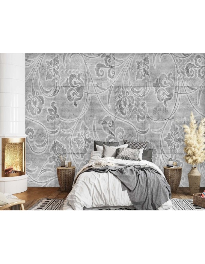 Wall mural - Grey tiles imitation tile for wall | FEEBY