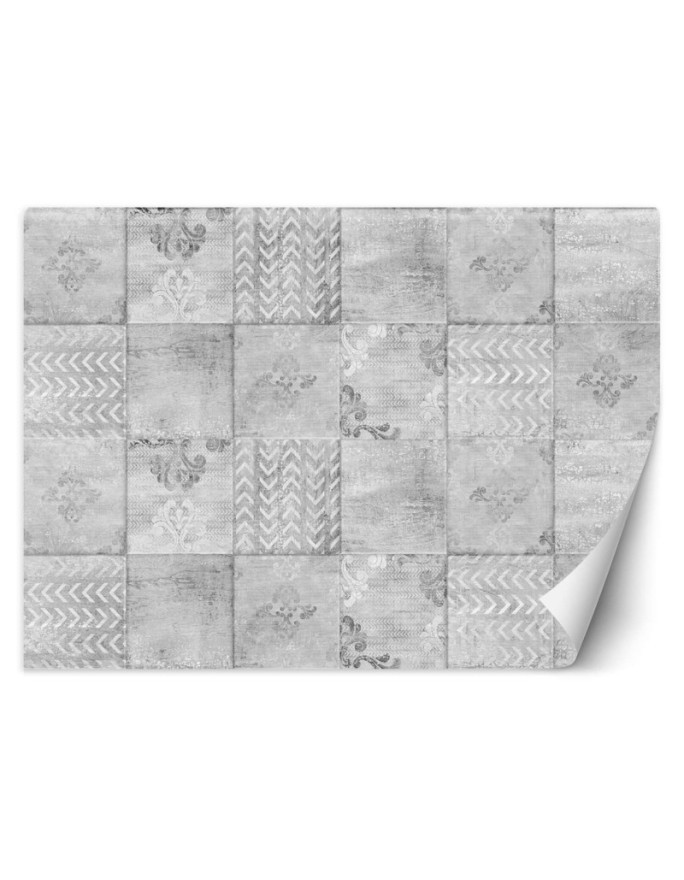 Texture wall mural - Minimalist tiles in grey | FEEBY