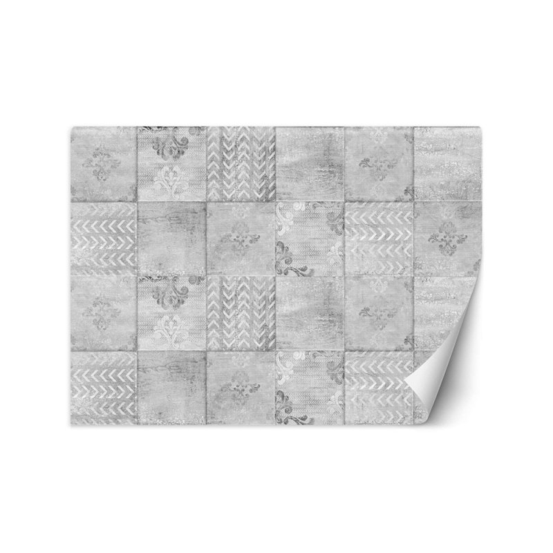 Texture wall mural - Minimalist tiles in grey | FEEBY