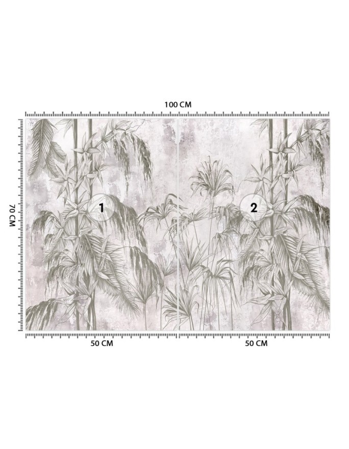 Wall mural - Jungle Concrete Black White Plants | FEEBY