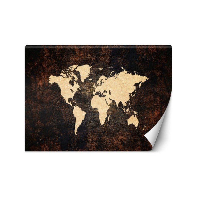The most fashionable wall murals for the living room - World map brown | FEEBY