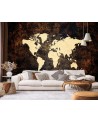 The most fashionable wall murals for the living room - World map brown | FEEBY