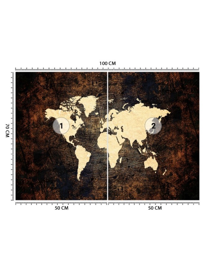 The most fashionable wall murals for the living room - World map brown | FEEBY