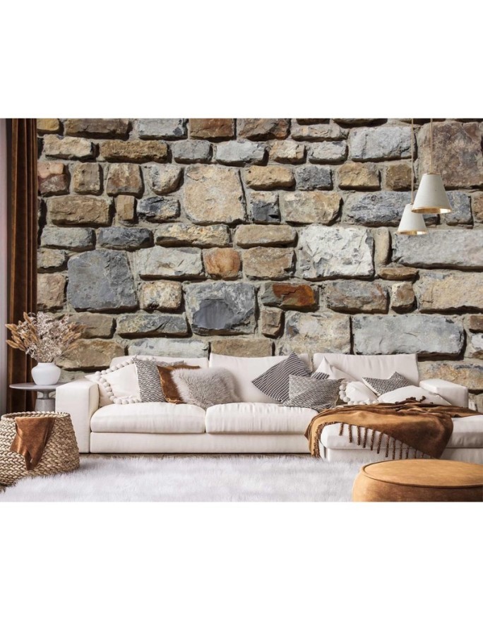 Texture wall murals for living room - Stone wall with sandstone | FEEBY