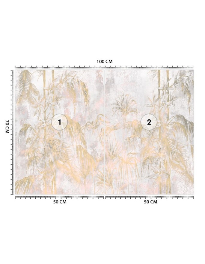 Exotic wall murals - Jungle leaves plants concrete | FEEBY
