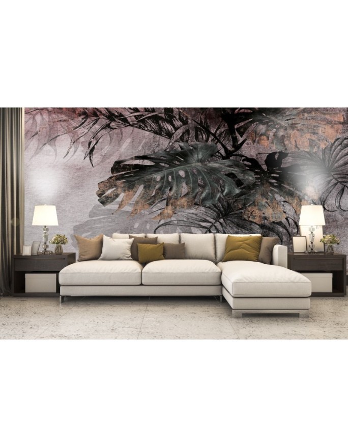 Exclusive wall murals - Monstera Leaves Rose Gold | FEEBY