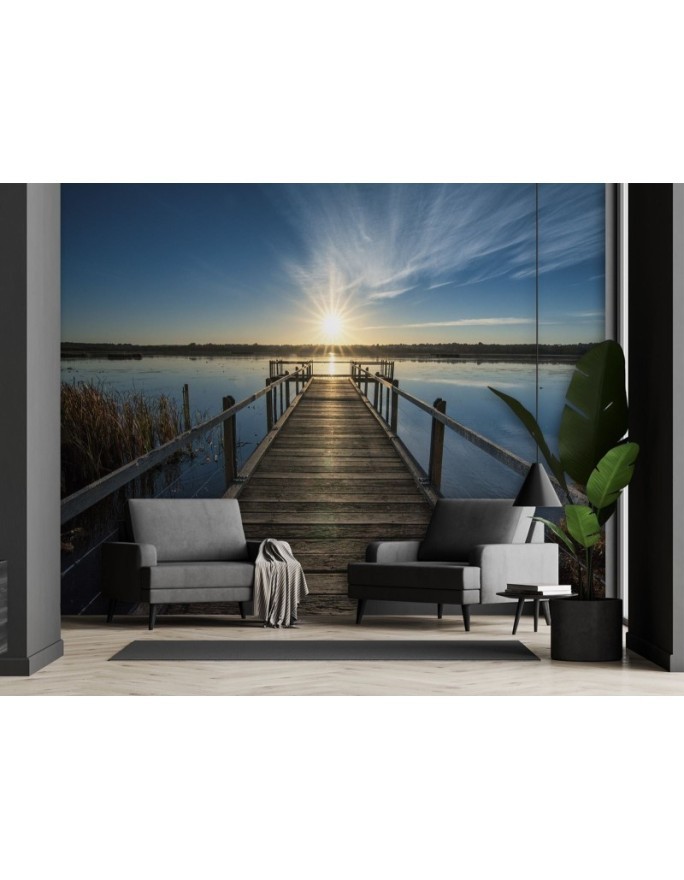 Photo Wallpaper - Lake at sunset bridge | FEEBY