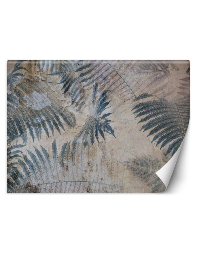 Exotic Wallpapers - Concrete Fern Leaves Blue | FEEBY
