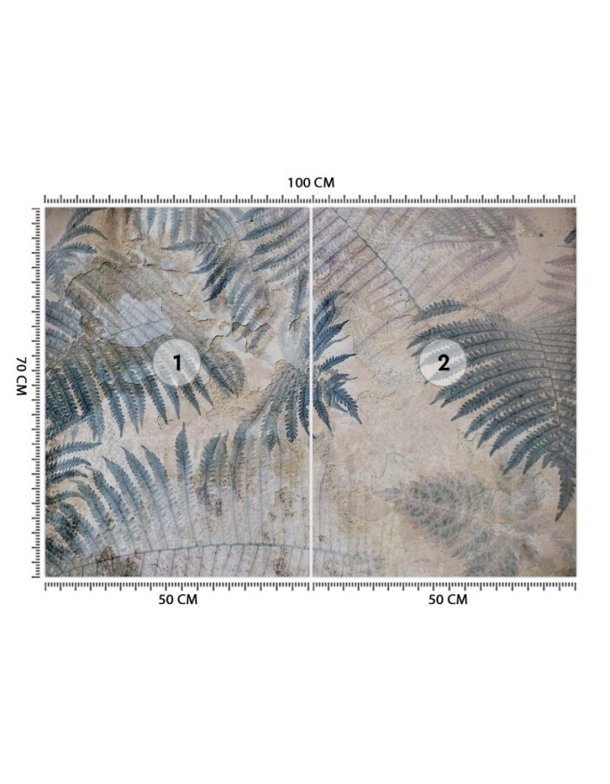 Exotic Wallpapers - Concrete Fern Leaves Blue | FEEBY