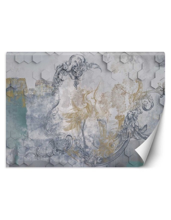 Exclusive Wallpapers - Grey birds frescoes | FEEBY
