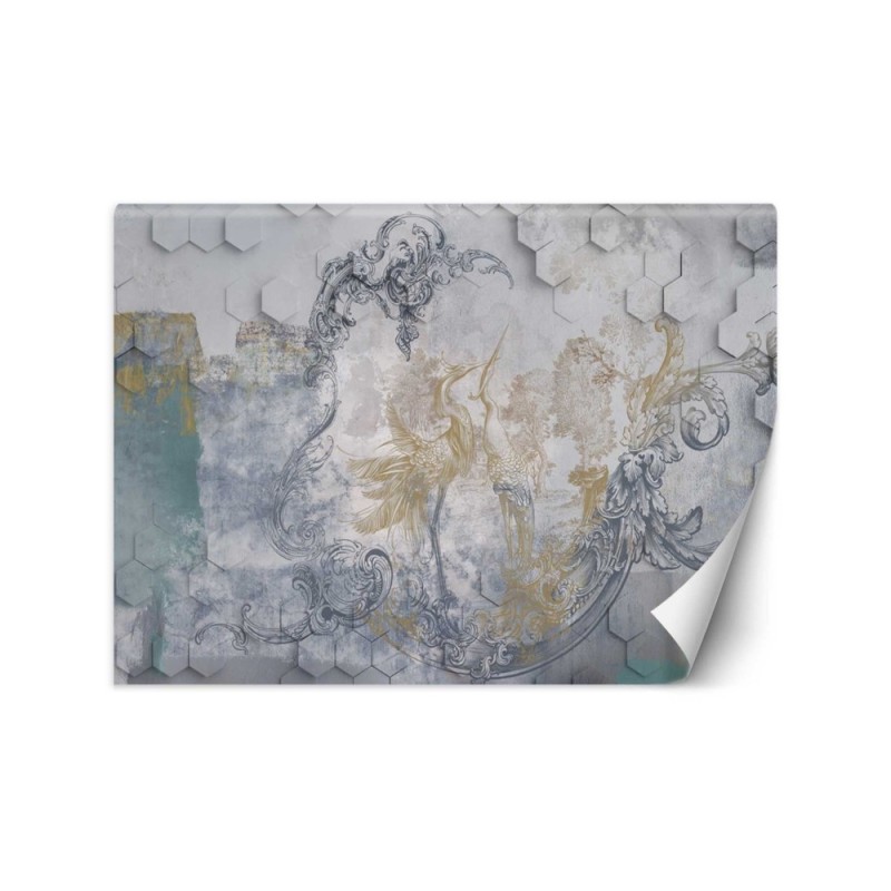 Exclusive Wallpapers - Grey birds frescoes | FEEBY