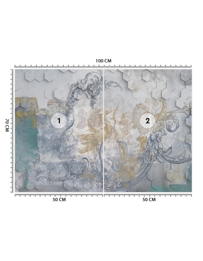 Exclusive Wallpapers - Grey birds frescoes | FEEBY