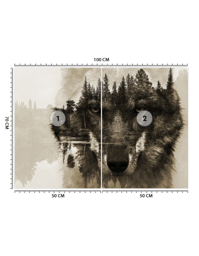 The most fashionable wall murals - Wolf forest in fog lake | FEEBY