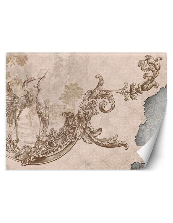 Exclusive wall murals - Wild birds and leaves on fresco | FEEBY