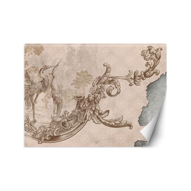 Exclusive wall murals - Wild birds and leaves on fresco | FEEBY
