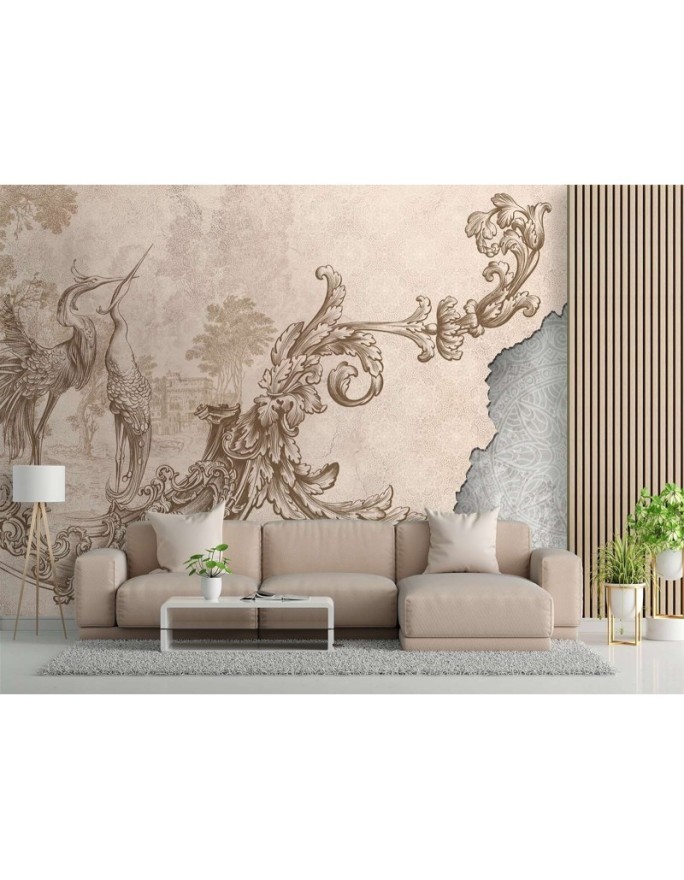Exclusive wall murals - Wild birds and leaves on fresco | FEEBY