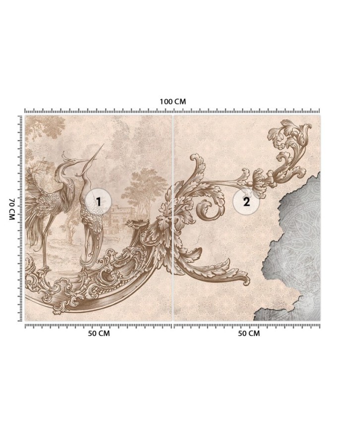 Exclusive wall murals - Wild birds and leaves on fresco | FEEBY