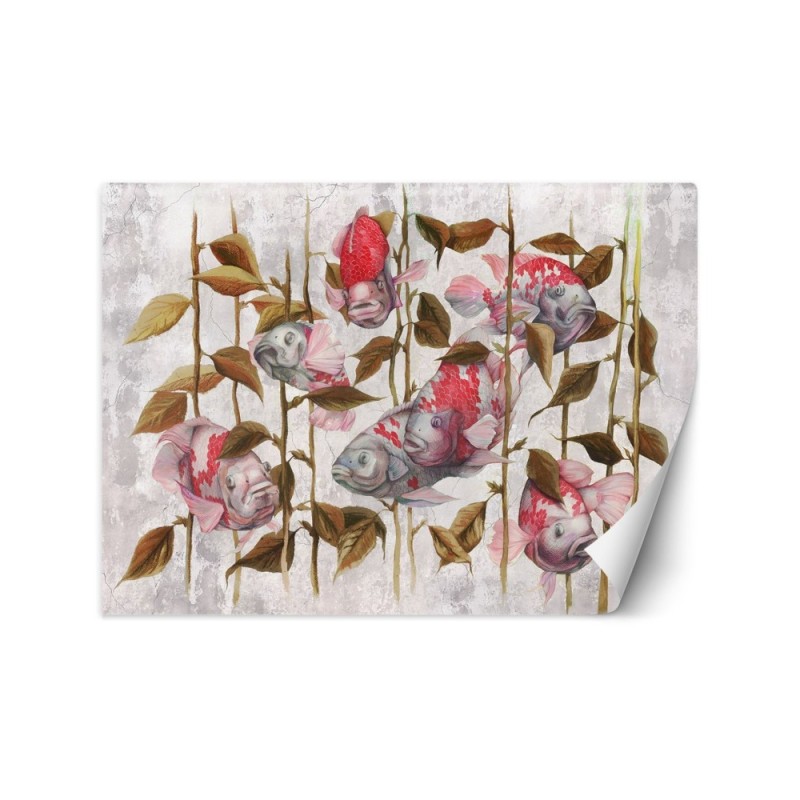 Exclusive wall mural - Red koi fish Japanese carp | FEEBY
