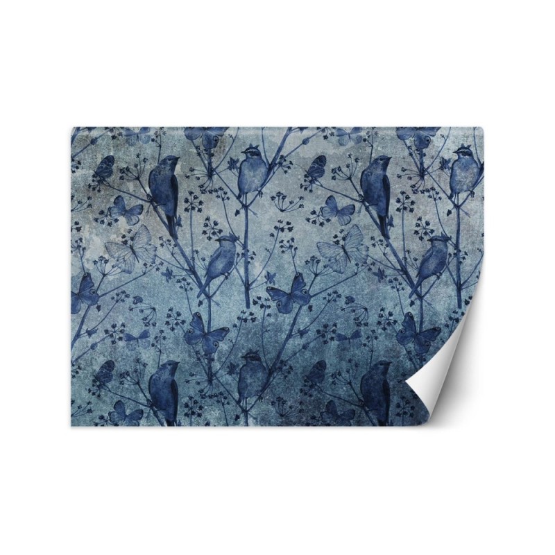 Modern wall murals - Butterflies and birds on twigs | FEEBY