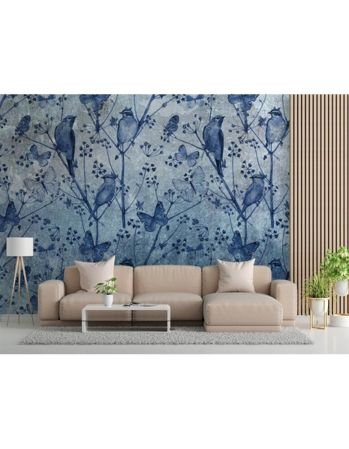 Modern wall murals - Butterflies and birds on twigs | FEEBY