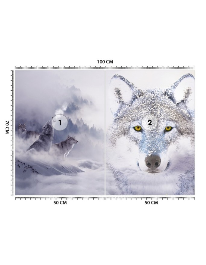 Unique wall murals - Wolves winter forest in fog | FEEBY