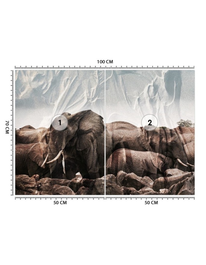 Modern wall mural - Elephants in a herd | FEEBY